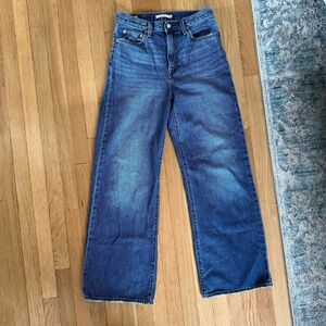 Levi's Premium Ribcage Wide Leg Jeans in Dark Wash Denim